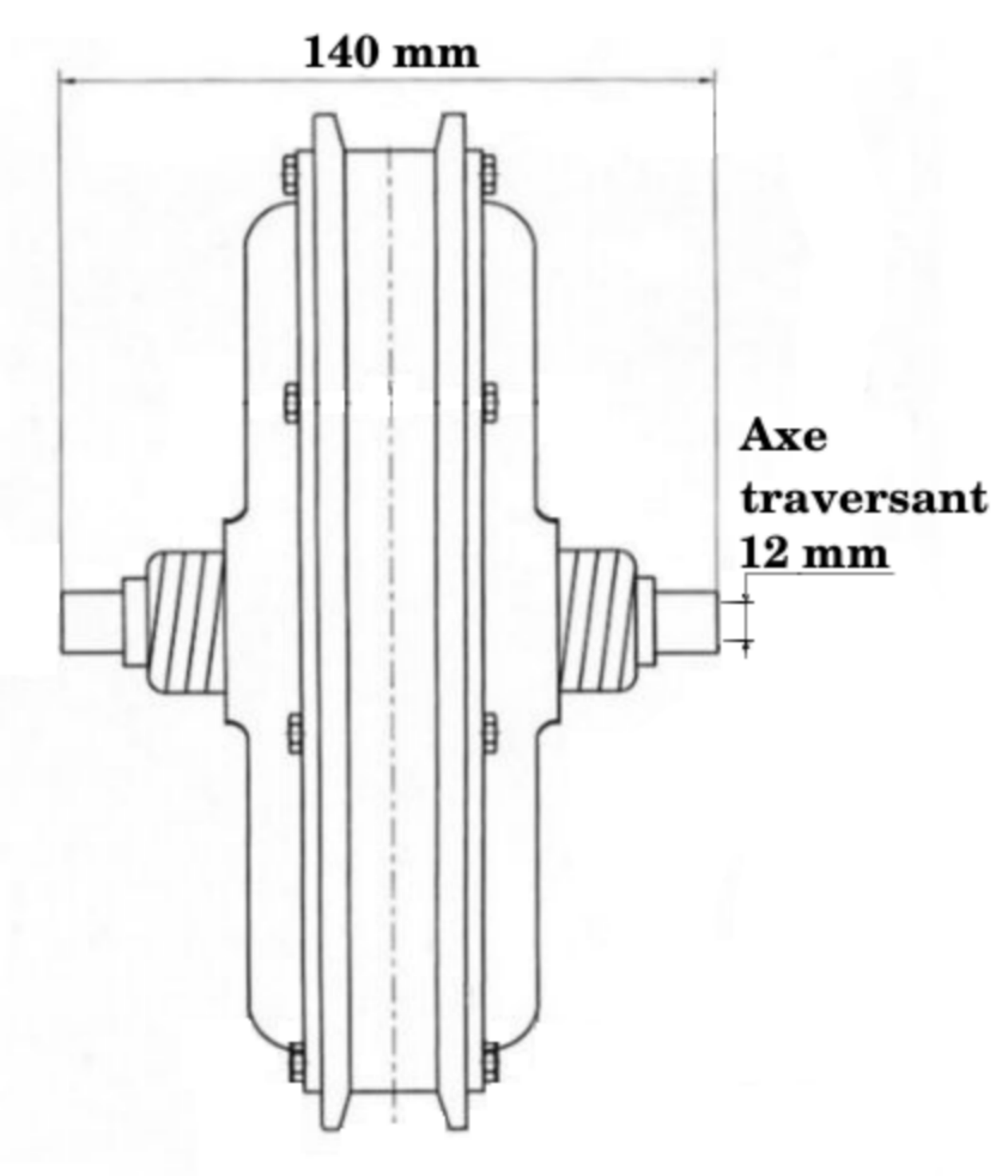 Axe traversant diametre 12mm